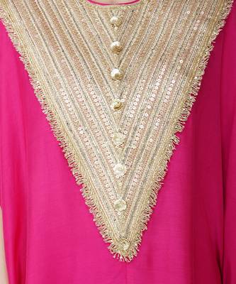 Fuschia banarasi silk kaftan set 4
