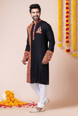 Black heavy rayon navratri special traditional kurta pyjama 4