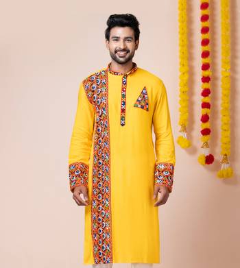 Yellow heavy rayon navratri special traditional only kurta 1