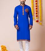 Blue heavy rayon navratri special traditional kurta pyjama