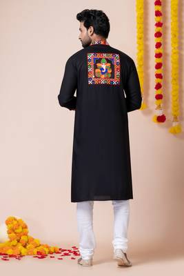 Black heavy rayon navratri special traditional kurta pyjama 5