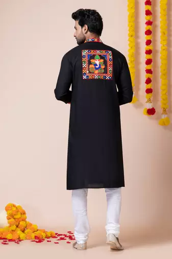 Black heavy rayon navratri special traditional kurta pyjama