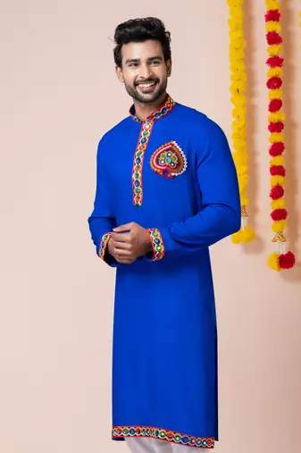 Blue heavy rayon navratri special traditional only kurta