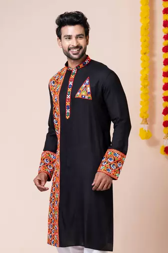 Black heavy rayon navratri special traditional only kurta