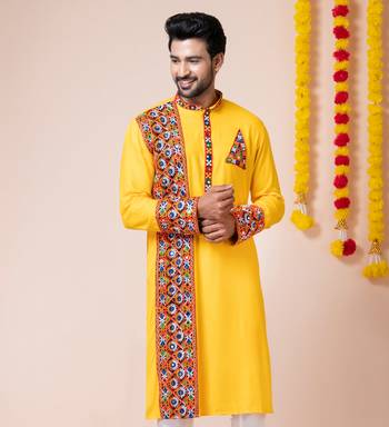Yellow heavy rayon navratri special traditional only kurta 2