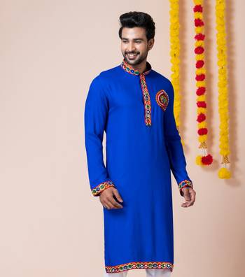 Blue heavy rayon navratri special traditional only kurta 4