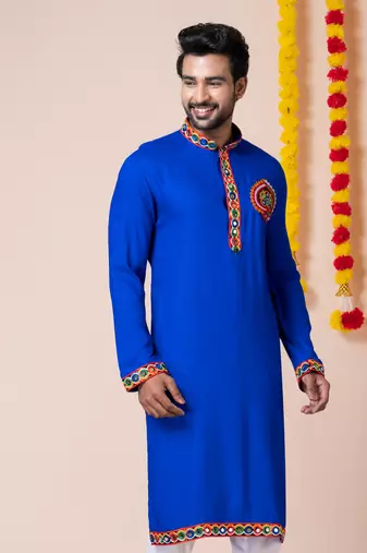 Blue heavy rayon navratri special traditional only kurta