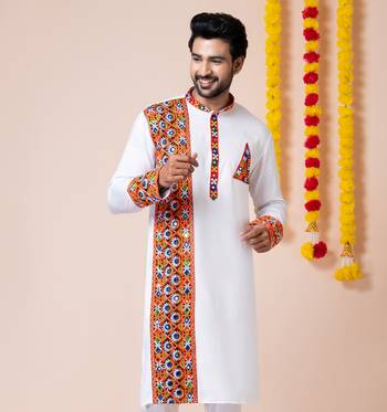 White heavy rayon navratri special traditional only kurta 2