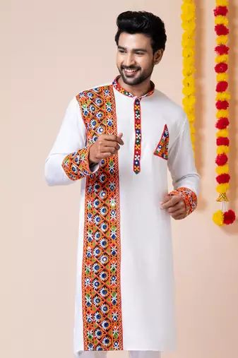 White heavy rayon navratri special traditional only kurta
