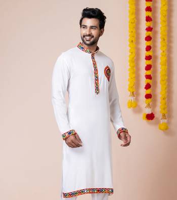 White heavy rayon navratri special traditional only kurta 1
