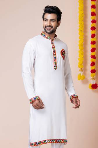 White heavy rayon navratri special traditional only kurta