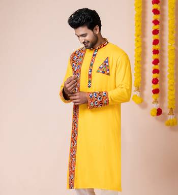 Yellow heavy rayon navratri special traditional only kurta 3