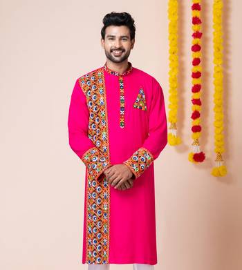 Pink heavy rayon navratri special traditional only kurta 1