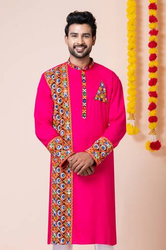 Pink heavy rayon navratri special traditional only kurta