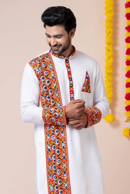 White heavy rayon navratri special traditional only kurta 3