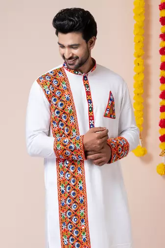 White heavy rayon navratri special traditional only kurta