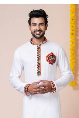 White heavy rayon navratri special traditional only kurta 2