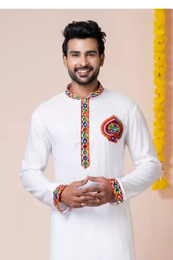 White heavy rayon navratri special traditional only kurta