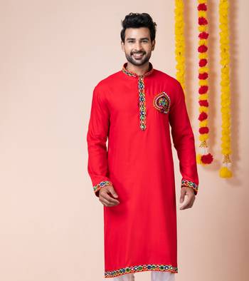 Red heavy rayon navratri special traditional only kurta 1