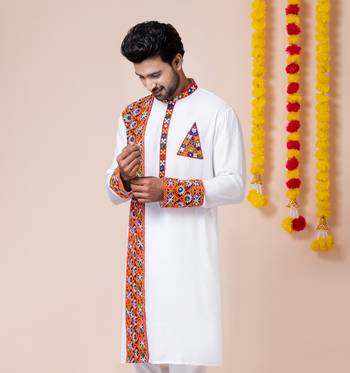 White heavy rayon navratri special traditional only kurta 4