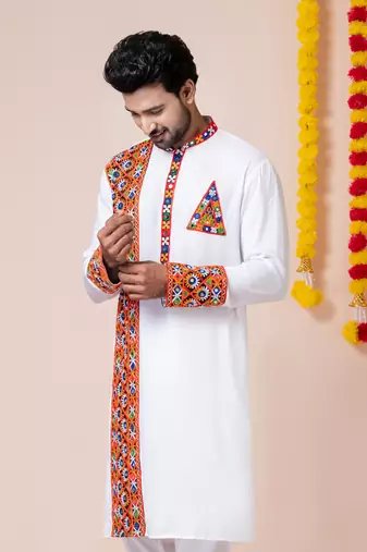 White heavy rayon navratri special traditional only kurta