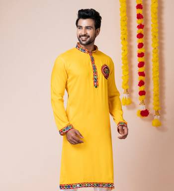 Yellow heavy rayon navratri special traditional only kurta 1