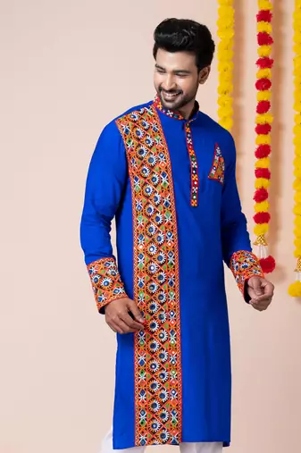 Blue heavy rayon navratri special traditional only kurta