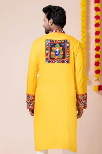 Yellow heavy rayon navratri special traditional only kurta