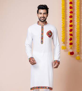 White heavy rayon navratri special traditional only kurta 3