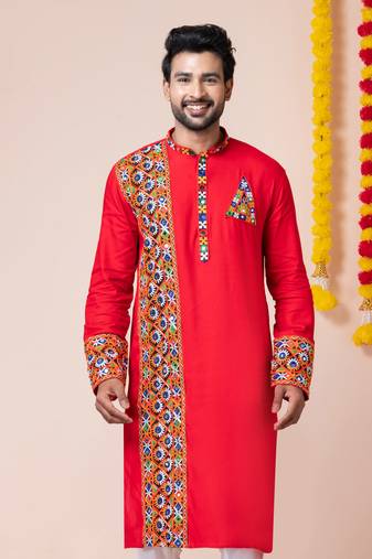 Red heavy rayon navratri special traditional only kurta