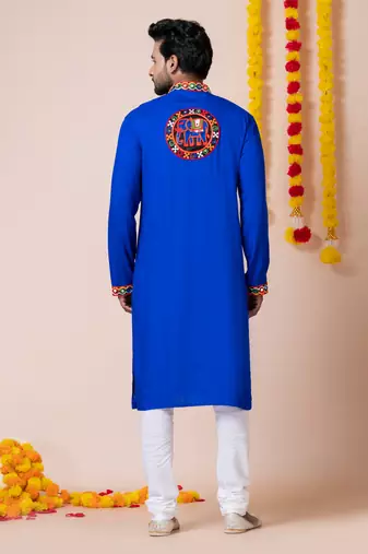 Blue heavy rayon navratri special traditional kurta pyjama