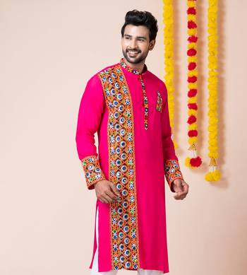 Pink heavy rayon navratri special traditional only kurta 3