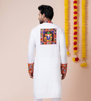 White heavy rayon navratri special traditional only kurta 5