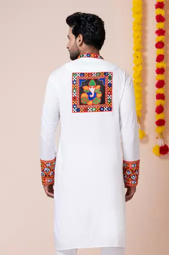 White heavy rayon navratri special traditional only kurta