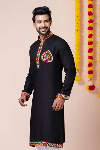Black heavy rayon navratri special traditional only kurta