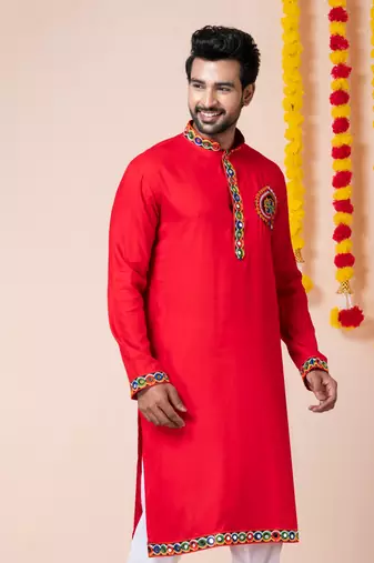 Red heavy rayon navratri special traditional only kurta