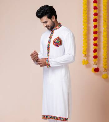White heavy rayon navratri special traditional only kurta 4