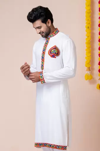 White heavy rayon navratri special traditional only kurta