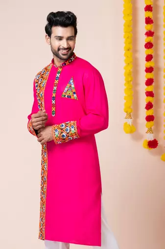 Pink heavy rayon navratri special traditional only kurta