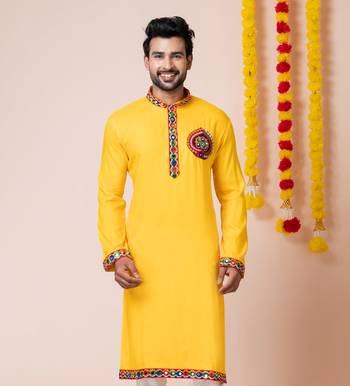 Yellow heavy rayon navratri special traditional only kurta 3