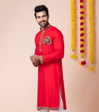 Red heavy rayon navratri special traditional only kurta 4