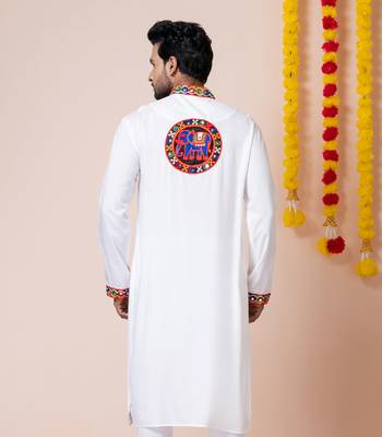 White heavy rayon navratri special traditional only kurta 5