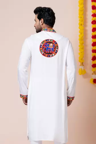 White heavy rayon navratri special traditional only kurta