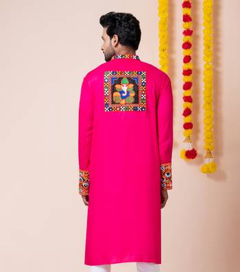 Pink heavy rayon navratri special traditional only kurta 5