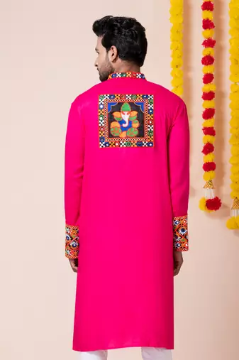 Pink heavy rayon navratri special traditional only kurta