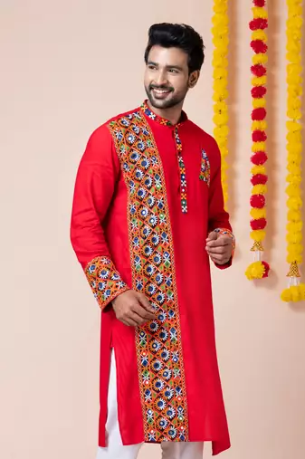 Red heavy rayon navratri special traditional only kurta