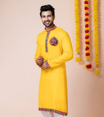Yellow heavy rayon navratri special traditional only kurta 4