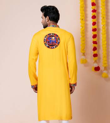 Yellow heavy rayon navratri special traditional only kurta 5