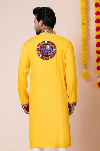 Yellow heavy rayon navratri special traditional only kurta
