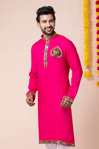 Pink heavy rayon navratri special traditional only kurta